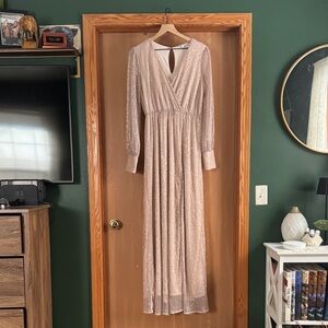 Baltic Born Shimmering Long Sleeve Dress Abigail Sparkle Maxi Size Large